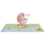 Kiriori 3d Поздравителна картичка "Бебе в количка розова" kiriori pop up