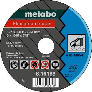 Metabo Диск за рязане - стомана-FLEXIAMANT SUPER 125x1.0x22.2 616189000 (616189000)