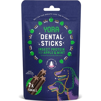 YORA dentálne tyčinky z hmyzu s jablkom a mätou 56g Small