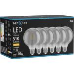 Mexen Vintis 6x LED лампа с нажежаема жичка E27, G95, 6W, Топла - 2700K, 510 lm, димно (L157-E27-0627-70x06)