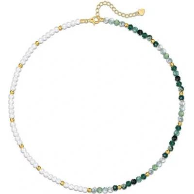 Grace Silver Jewellery Luxusní stříbrný náhrdelník perla NH-NL021198/150 Zelená