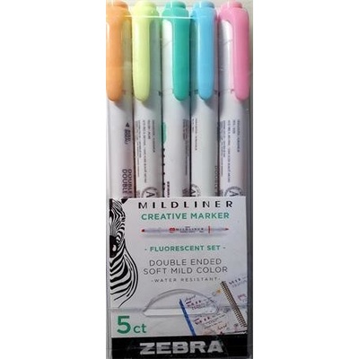Zebra Mildliner Fluorescent 5 farieb 1,0 / 3,5 mm obojstranný 8105