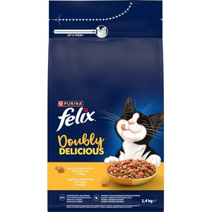FELIX Doubly Delicious гранули за котки с пиле, пуйка 1, 4 кг