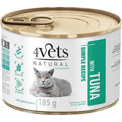 4Vets NATURAL 4Vets Котка Натурална Простата Рецепта с Туна 185 г
