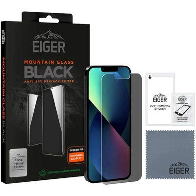 Eiger Mountain Glass Black Anti-Spy Privacy Filter Tempered Glass - калено стъклено защитно покритие с определен ъгъл на виждане за дисплея на iPhone 13 mini