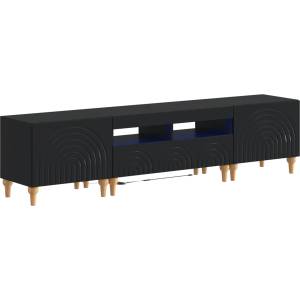 vidaXL 3 части LED ТВ шкаф Черно Инженерна дървесина (3416496)