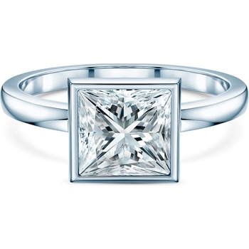 SAVICKI Годежен пръстен Pure: бяло злато, лабораторен диамант с шлифовка "принцеса