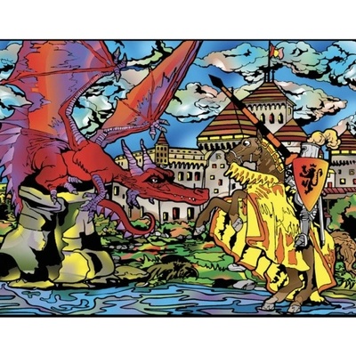 Colorvelvet Sametový obrázek Drak a rytíř 47x35cm COLORVELVET - RC_306583