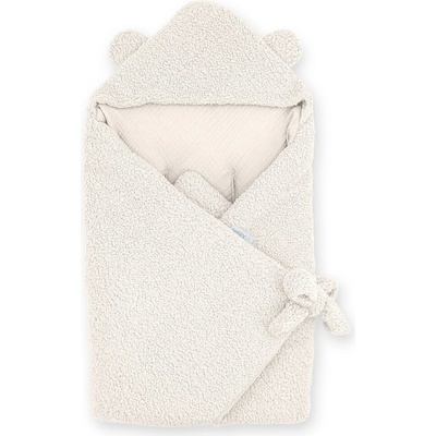 ALBERO MIO Detská zavinovačka do autosedačky COTTON MUSLIN & BOUCLE vanilka
