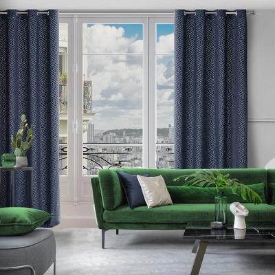 Takoy PIERRE CARDIN Závěs INGA z matného sametu s žakárovým geometrickým vzorem-HF-386569 | 140 x 250 cm