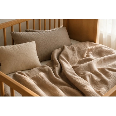 Brotex Mušelínové obliečky do detskej postieľky 90 x 135 cm 45 x 60 cm béžové