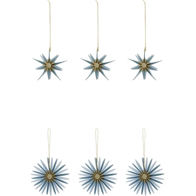 House Doctor Papírové ozdoby Stari Light Blue – set 6 ks, modrá barva, papír