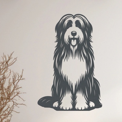 dřevo života Dřevěný obraz Bearded Collie Rozměry (cm): 46x60, Zvolte barvu dekoru: Antracitová