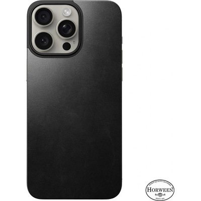 Nomad Magnetic Horween Leather Back - магнитен кожен (естествена кожа) гръб с MagSafe за iPhone 15 Pro Max (черен)