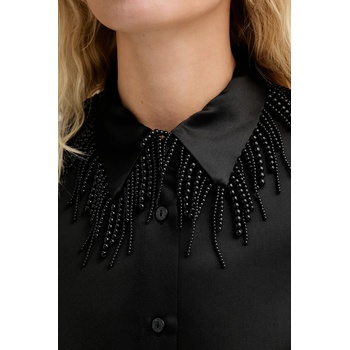 Isabelle Blanche Риза isabelle blanche дамска в черно със стандартна кройка с класическа яка is25fw-c079-t008 (is25fw.c079.t008)