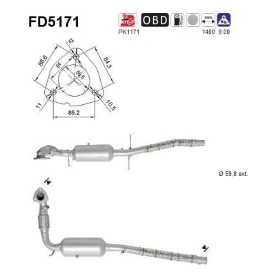 Filtr sazových částic, výfukový systém AS FD5171