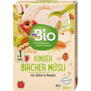 dmBio Био детско мюсли Bircher с ябълки и бадеми, 1+г, 250 g (10469104)