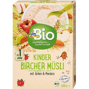 dmBio Био детско мюсли Bircher с ябълки и бадеми, 1+г, 250 g (1487157)