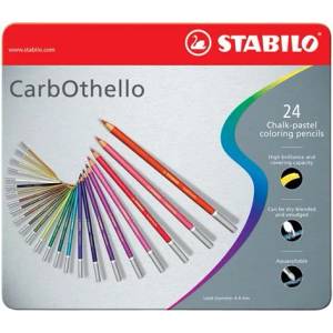 STABILO Комплект пастелни моливи, кръгъл, метална кутия, STABILO "CarbOthello", 24 различни цвята 1424-6 (1424-6)