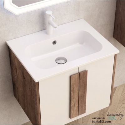 Inter Ceramic Долен конзолен pvc шкаф за баня bg 6451 + 6066mw БЯЛ МАТ