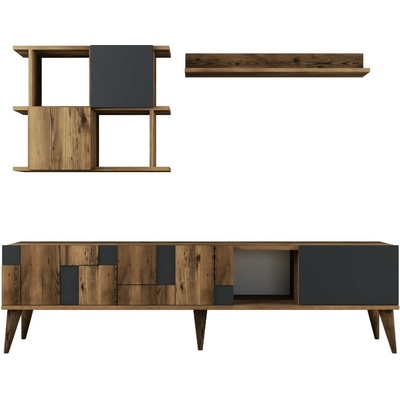 Obývací stěna Madrid Anthracite and Walnut