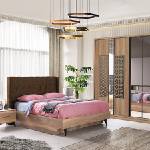 LAVO Спален комплект AREZZO с легло 160x200, гардероб и 2 нощни шкафчета (LV-ARE-BR-160)