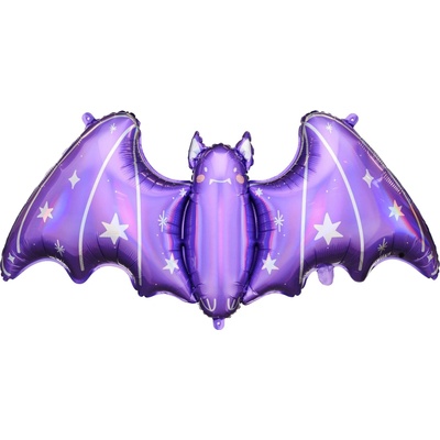 Party Fóliový balónek Netopýr fialový 119 cm – dekorace na Halloween