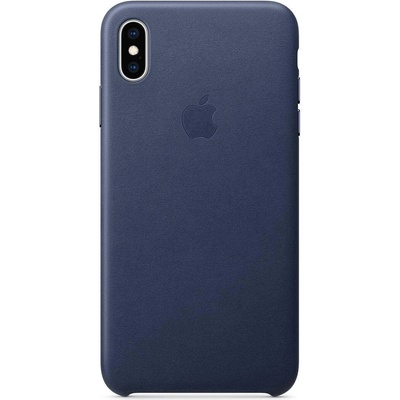 Apple iPhone Leather Case - оригинален кожен кейс (естествена кожа) за iPhone XS (тъмносин)