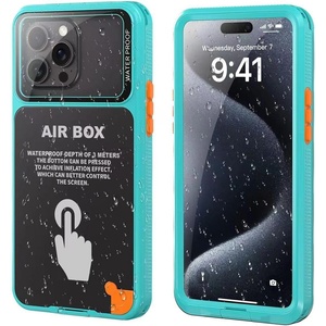 SHELLBOX Калъф за iPhone 12/12 Pro/13/13 Pro/14/14 pro/15/15 Pro/16 - ShellBox - AirBox Водоустойчив IP68 калъф (6.1 инча) - Син