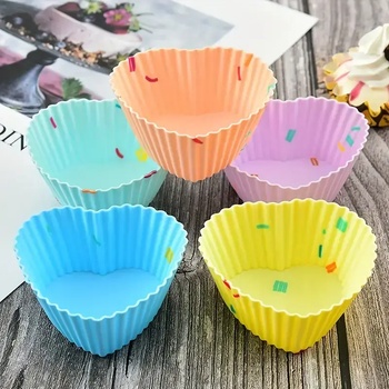 Image 1 of Силиконови форми за мъфини Сърце 6бр (ш4894839)