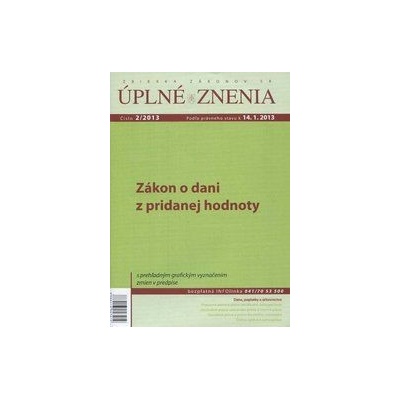 UZZ 2/2013 Zákon o dani z pridanej hodnoty