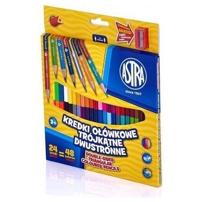 Astra trojhranné oboustranné pastelky 24 ks 48 barev 135693
