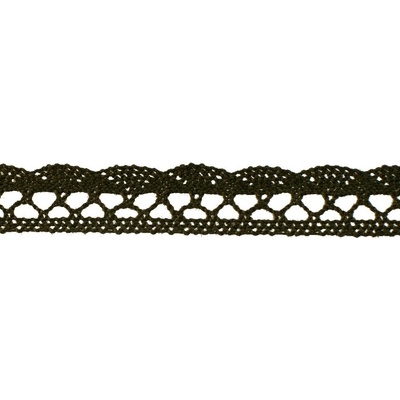 Bavlnená paličkovaná čipka - khaki - šírka 1,8 cm