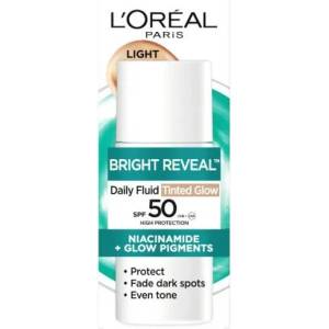 L'Oréal Bright Reveal UV SPF50 Tinted Флуид за лице 50 ml Medium