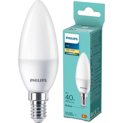 Philips sviečka, 5W, E14, teplá biela 8719514312524