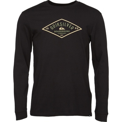 Quiksilver pánské triko DIAMOND LOGO LS Černá Béžová Tmavě zelená