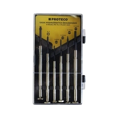PROTECO 42.01-02152 sada hodinárskych skrutkovačov 6-dielna PH + PL v plast.kaz.