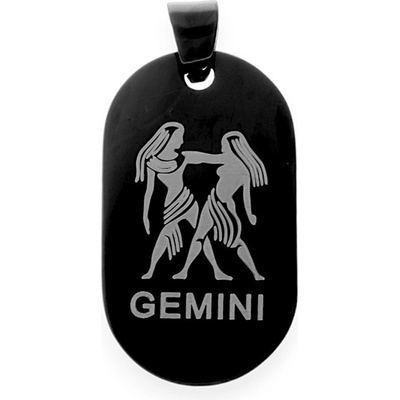 MPM Unisex ocelový černý nerezový přívěsek 6630 "blíženci" černý
