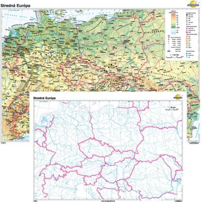 Cartographia Stredná Európa + slepá mapa DUO (160x120 cm – 1:1260000)