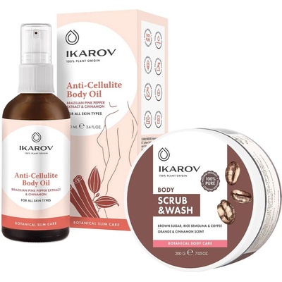 Ikarov Комплект - Измивен скраб за тяло и Антицелулитно масло, 200 g + 100 ml