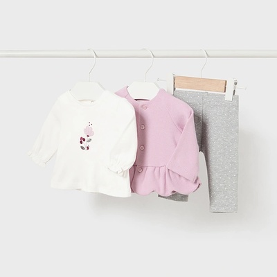 Mayoral Комплект от 3 части за новородено момиче Майорал в лилаво и сиво