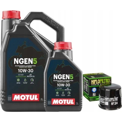 Olejový filtr HifloFiltro HF204 + Olej 10W30 Motul 4T Ngen5 5 Litrů