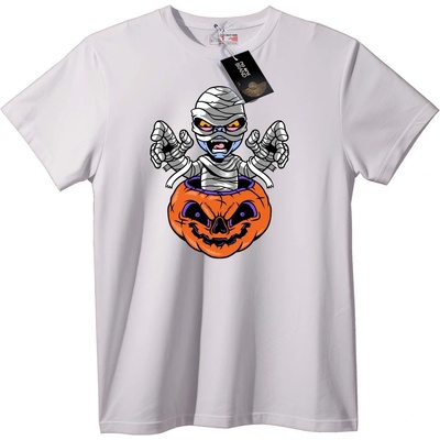 NOONEBRAND Тениска Мумия в Тиква за Хелоуин - S, White