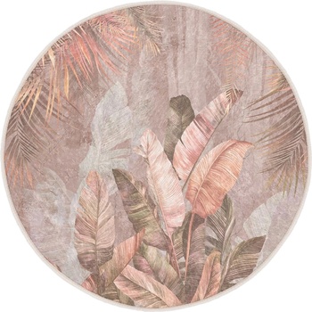 Mila Home Светлорозов кръгъл килим подходящ за пране ø 150 cm Dusty Leaves - Mila Home (HKC-YuvHali-52-150x150)