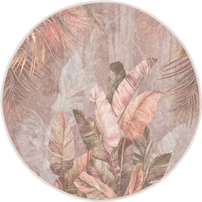 Mila Home Светлорозов кръгъл килим подходящ за пране ø 150 cm Dusty Leaves - Mila Home (HKC-YuvHali-52-150x150)