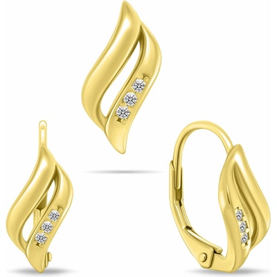 Brilio Silver Nádherný pozlacený set šperků se zirkony SET292Y (náušnice, přívěsek)