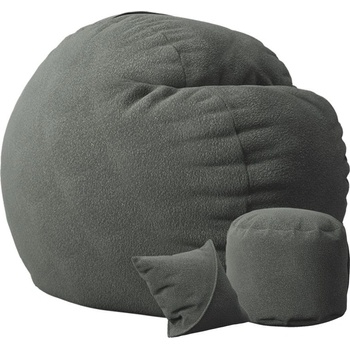 Image 1 of Pufrelax Комплект, Барбарон с табуретка за крака и декоративна възглавница 900л. , King Size XL - Smoke Grey, Перящ се калъф, Трансформира се в легло, Пълнеж с микс от мемори пяна и дунапрен, Гама Premium