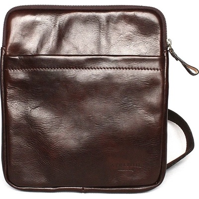 Vera Pelle no. 82 kožená středně velká Crossbody taška tmavěhnědá