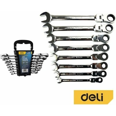 Deli Sada očkoplochých klíčů ráčnových kloubových 8 ks EDL140208T