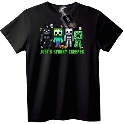 NOONEBRAND Тениска Minecraft Страховити Creepers Хелоуин - S, Black